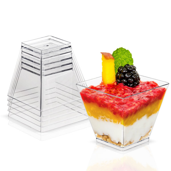 50st Dessertkoppar Stapelbara klara fyrkantiga dessertkoppar för fest 50st