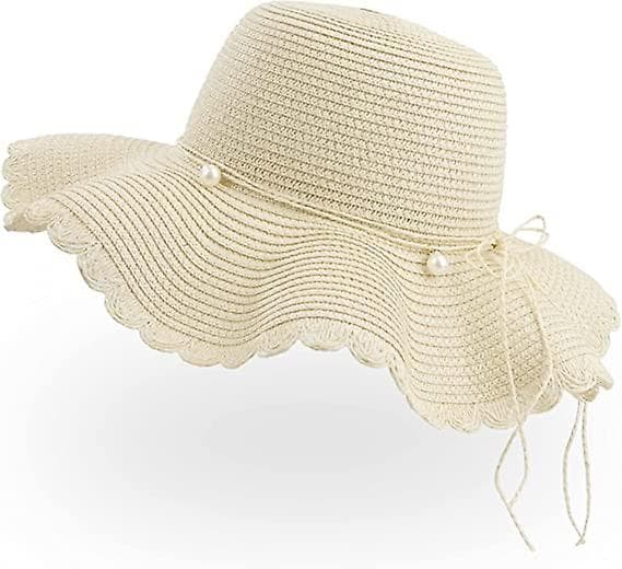 Dam solhatt hopfällbar UV-skydd sommar strandhatt Beige