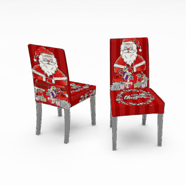 2 Pcs Christmas Chair Cover Dining Chair Slipcover,high Stretch Removable Washable Chair Seat Protec