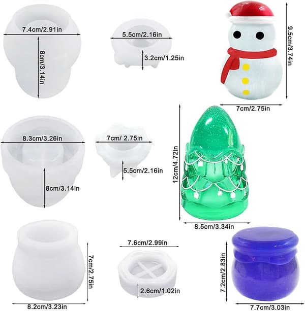 3 Set Burkar Silikonformar, Julburk Hartsform Snögubbe Julgran Form Pudding