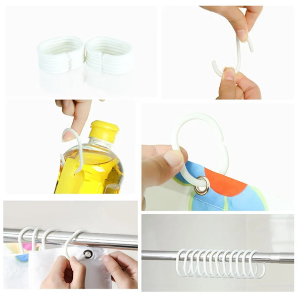 48-pack gardinringar, duschdraperikrokar, duschring, gardinkrokar, badrumsdraperiring, duschfönsterstångsöglor