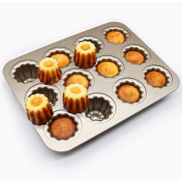 12 håligheter Non-Stick kolstål Canelé-form Canelés bakformar för ugnskakor