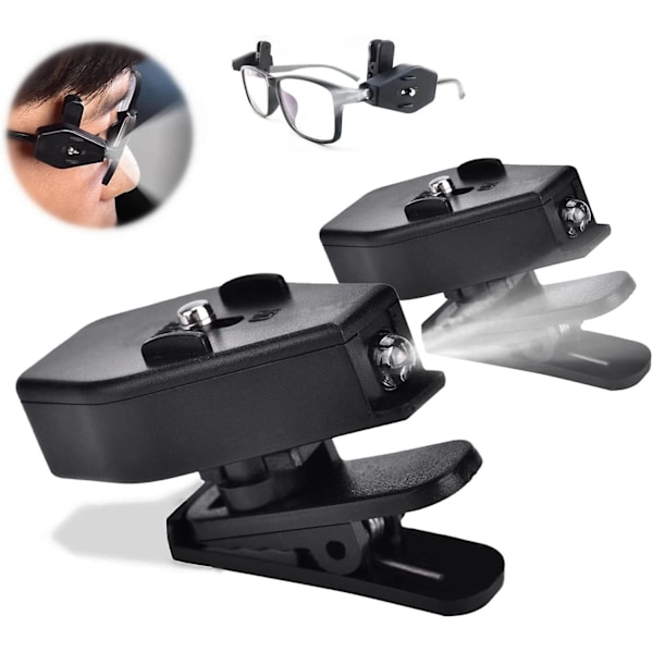 Mini læselampe, clip-on lys clip-on lommelygte clip-on lys til natvedligeholdelse læsning fiskegrej (1 par)