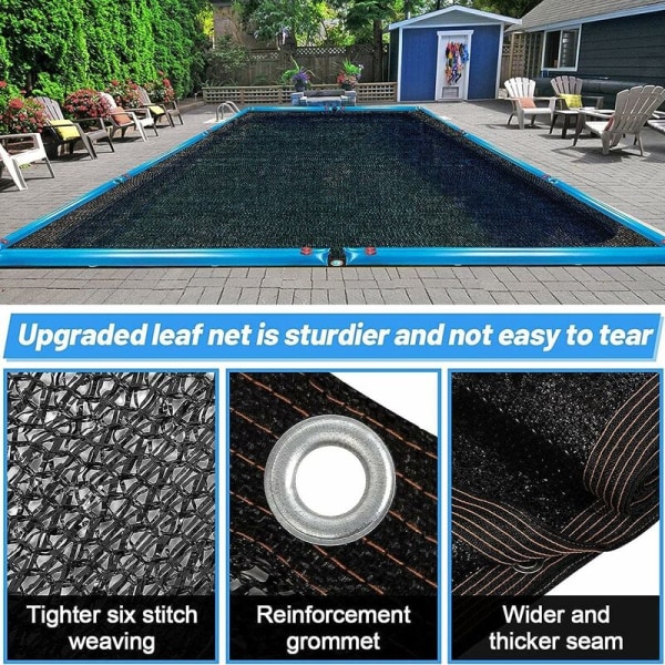 Lövnätsöverdrag för rektangulär pool Ovan mark Poolskydd Överdrag Blockerar fallna löv och skräp utomhus 2 x 4 m (6,5 x 13 fot)