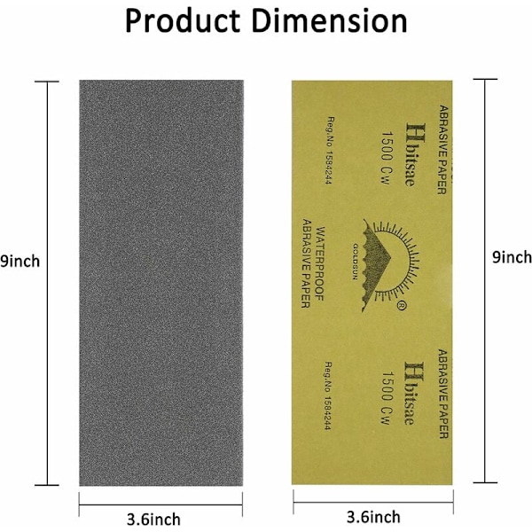120-3000 Grit Sandpapper Våt/Torr Sandpapper 9\" x 3.6\" för Polering av Metall, Trä och Våt Bilar（42 Papper）