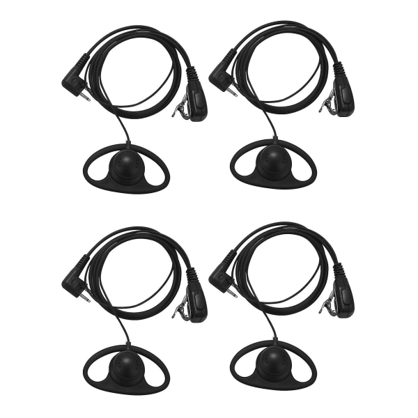 (4-pack) 2-stifts Advanced D Shape Clip-ear Ptt Headset Hörsnäcka Mic för 2-vägsradio Gp88s Gp300 Gp68（svart）
