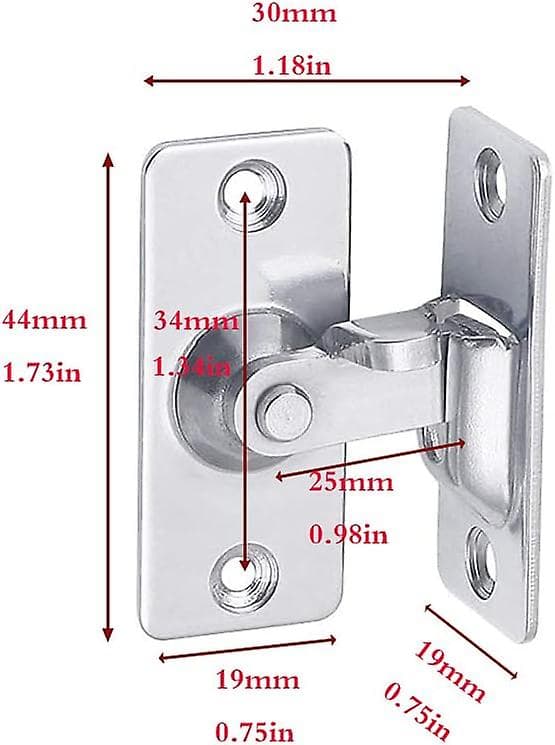 (2-pack) 90 graders svängdörrlås rätvinklig böjd dörrspänne böjd dörr