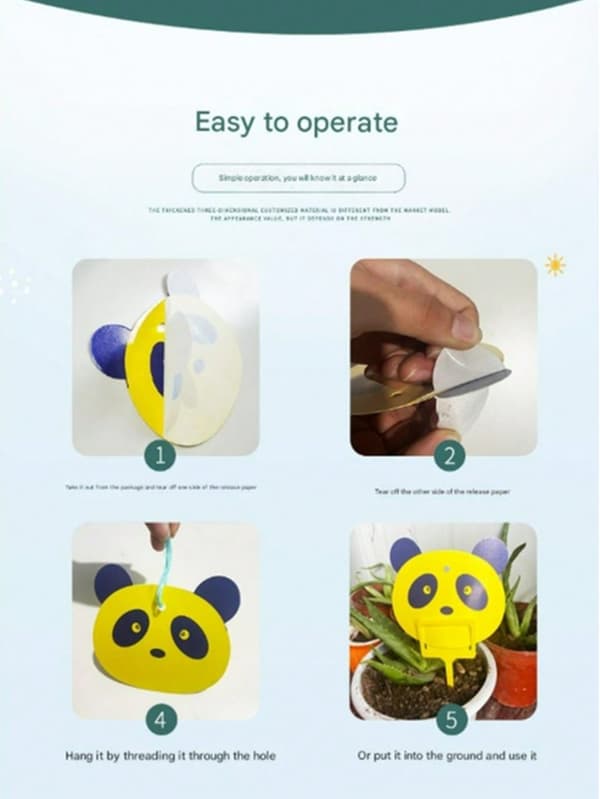 [10-pack] Panda Fruktflugfälla, Gula & Blå Klibbiga Insektsdekaler