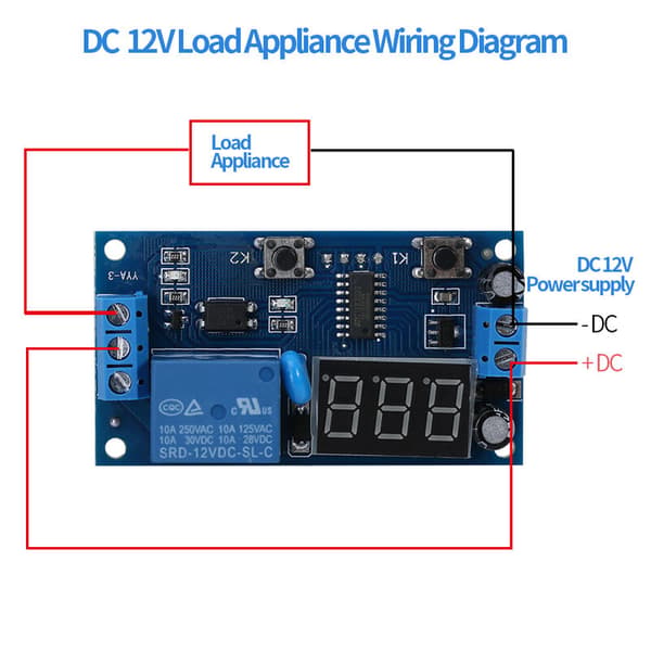 DC 12V cykel fördröjningstimer switch justerbar relämodulbräda oändlig loop med LED-display