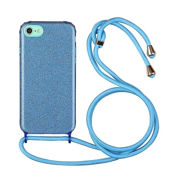 Glitter Powder Støtsikker TPU-beskyttelsesveske med snor for Iphone 6 (blå) (blå)