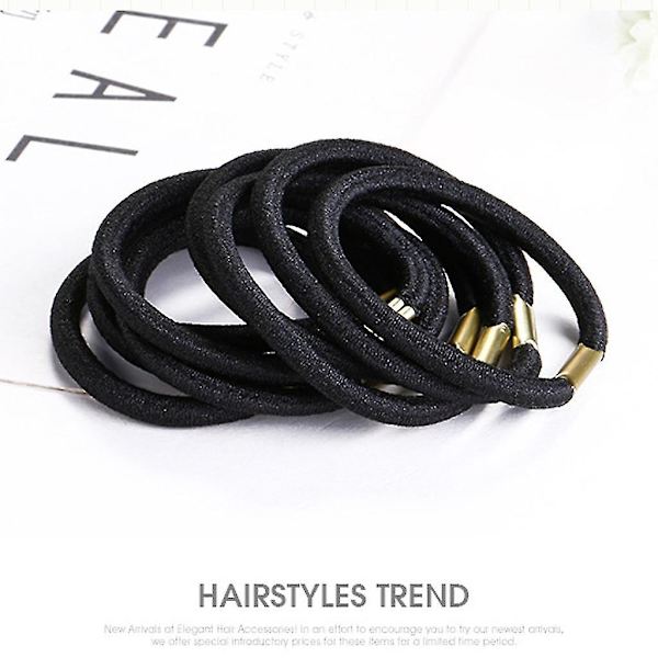 100 st svarta elastiska hårband flickor kvinnor mode hår accessoarer hår scrunchie