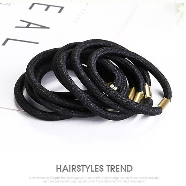 100 stk. Sort Elastisk Hårbånd Pige Kvinder Mode Hår Tilbehør Hår Scrunchie