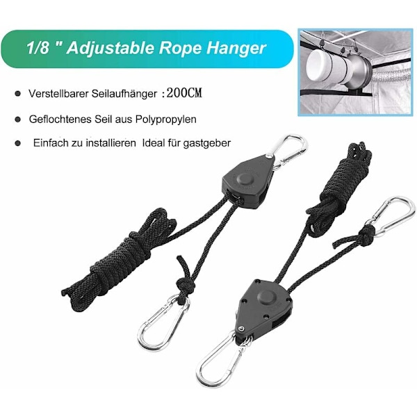4 par (8 st) 1/8\" justerbara spärrhängare Justerbar krok Rep Spärrrep Högbelastad spärr Justerbar Varje par håller 150 pund