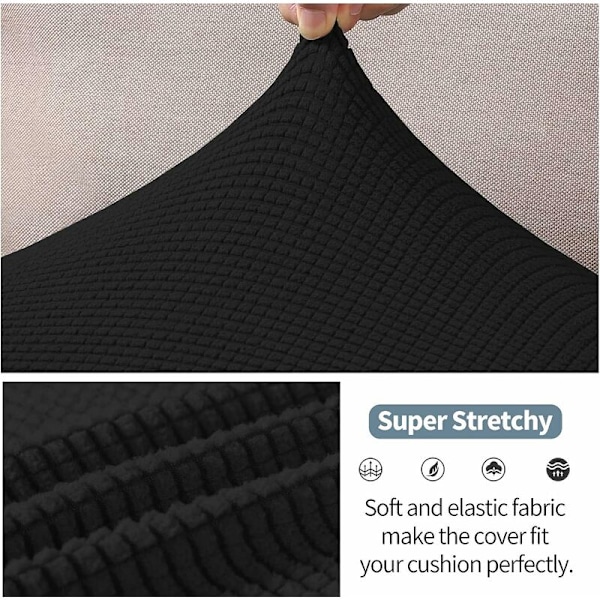 Stretchig sofföverdrag, Jacquard soffkudde, sofföverdrag, sofföverdrag, dammskydd möbelöverdrag (3-sits, mörkgrå)