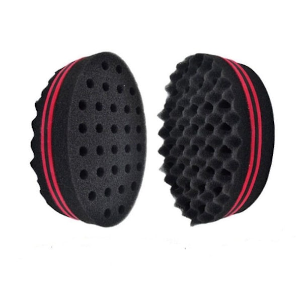 2-pack dubbelsidig frisörhårborste svamp låsning afro curl twist dreads coil wave