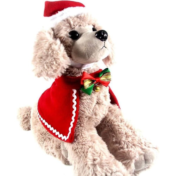 Julhundkappa med hatt, rolig husdjursjuldräkt, valpkläder (L)