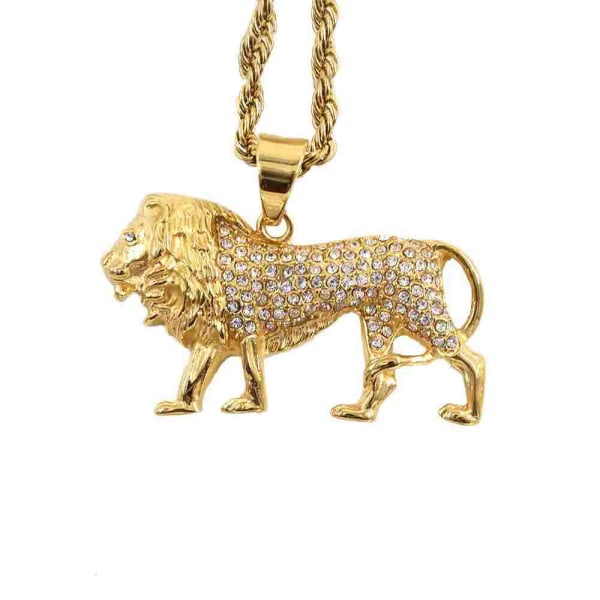 Rhinestone Set Lion hänge halsband för män