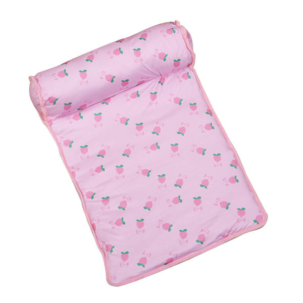 Cooling Pet Mat with Pillow - Self-Cooling Ice Silk Pad for Small to Medium Dogs and Cats (Pink, Size S) - Washable & Comfortable