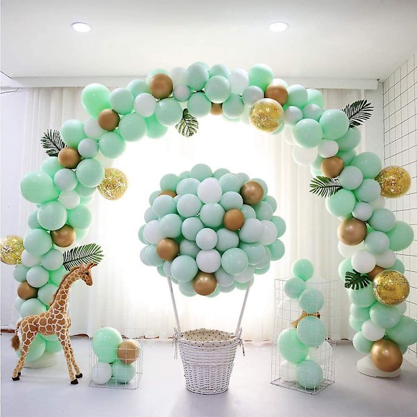 Förpackning med 100 st 30 cm fruktgröna ballonger, ballongdekoration för födelsedagsfest, pojkkalas, grönt party, släktträff, bröllopsfest och andra helgdagar