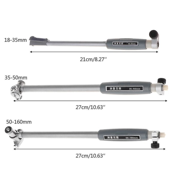 Diameter Gauge Målerod Mikrometer Gauge Måleverktøy Dial Indikator Sett（50-160mm）