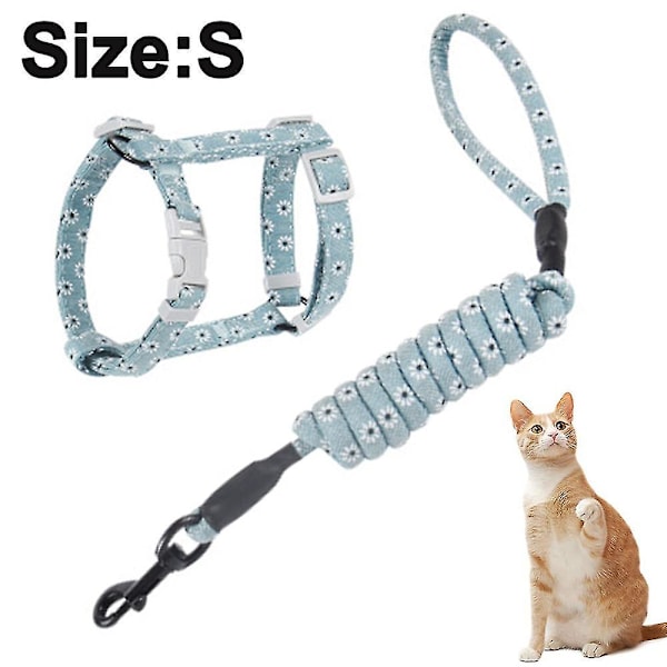 Cat Harness And Leash Set Escape Proof Adjustable For Outdoor Walking With Safety Buckle, Moon And Star（S，Green）