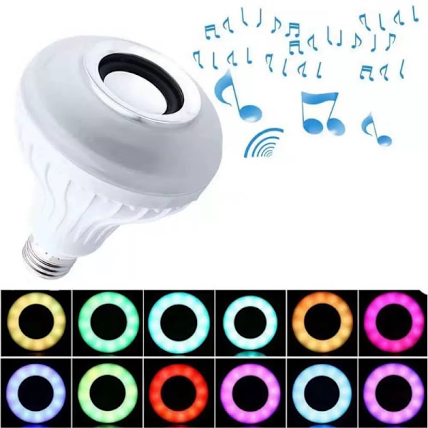 2-in-1-älylamppu Bluetooth-LED-väri kaukosäätimellä E27 Musiikkikaiutin Rgb-kaiutin Älykäs värilamppu Erityinen lamppu musiikkiin ja musiikkisoittimeen [ene