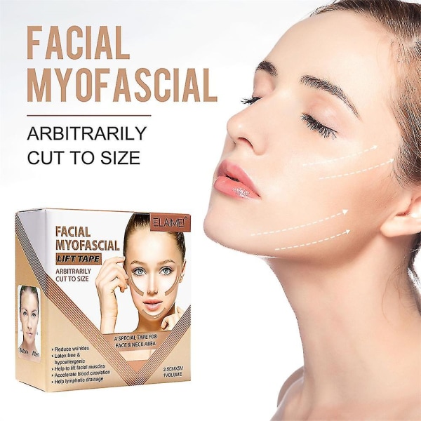 Myofascial lyfttejp för ansiktsbehandling med rynklappar - uppstramande och åtstramande anti-rynkdekaler för ansikte, ögon och hals
