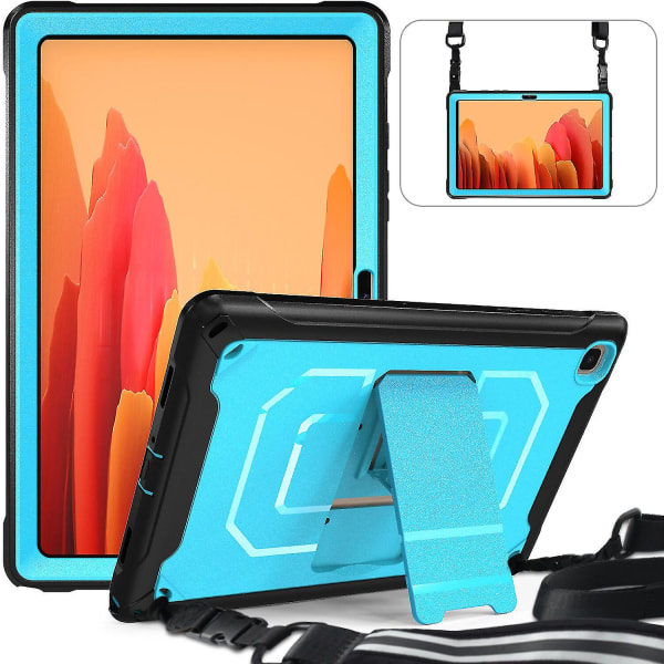 Skinande case för Samsung Tab A7 10,4 tum med avtagbar axelrem, justerbart ställ, förvaringsbar miniväska, helt cover