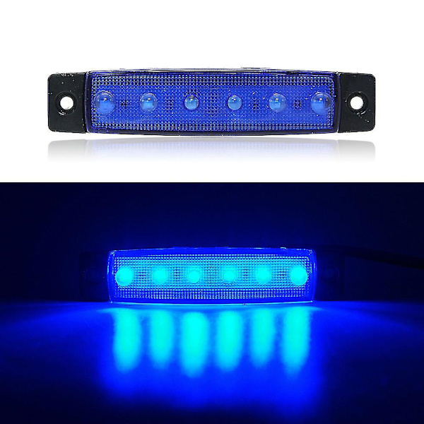 10 stk. Blå 12v,6 Led Side Markør Indikator Lys Lastbil Trailer Bus