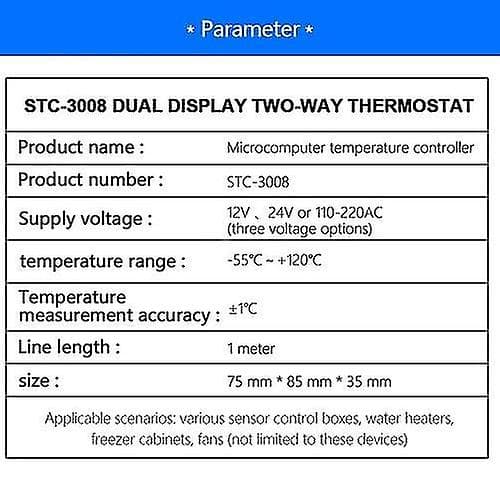Dc 12v Dubbel Digital Display Termostat Temperaturregulator Temperaturkontroll