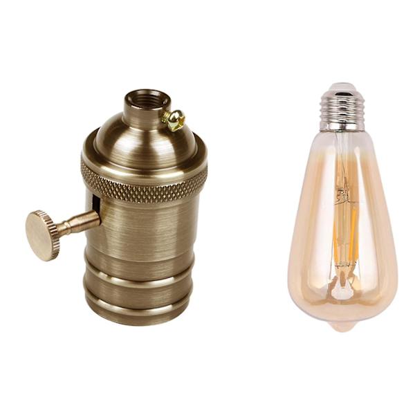 1 st E26/e27 mässingslamphållare och 1 st dimbar E27 4w glödtrådslampa ST64 COB