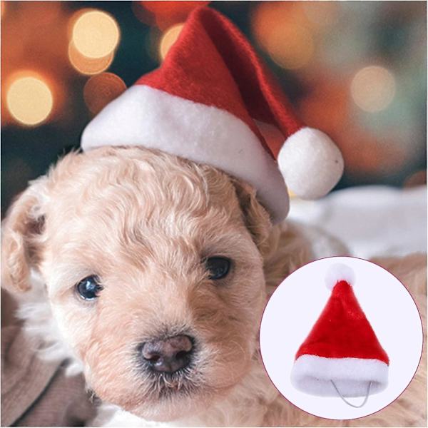 5 stk. Katt Hund Lue Hette for Jul Hund Hodeplagg Kjæledyr Lue med Elastisk Bånd Varm Fluffy Christ
