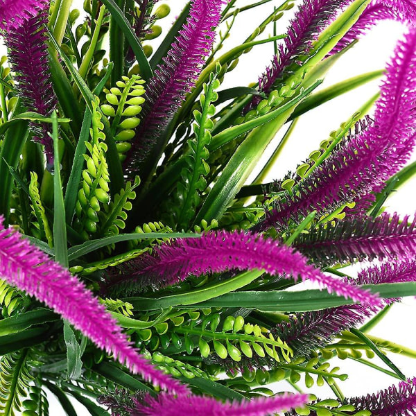 Kunstige utendørs planter Blomster 8 stk Kunstige plastplanter Kunstige blomster UV-bestandige planter (rød Setaria)