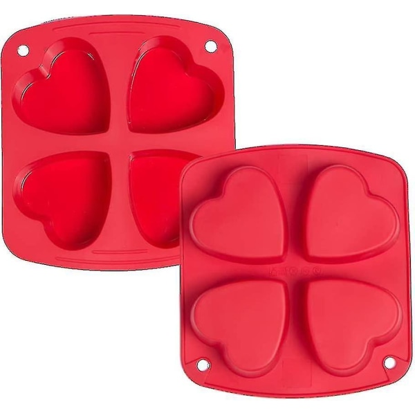 Set med 2 hjärtformade silikonformade kakformar 4 kakformar