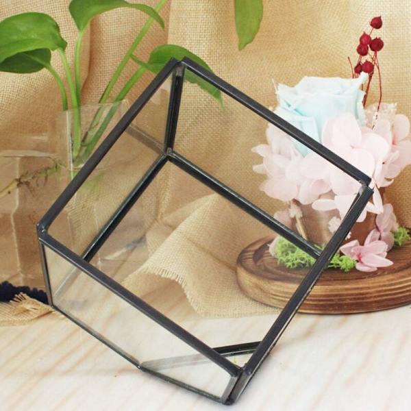 Glasblomkruka med geometriska glasbitar för terrarium heminredning köttig växtblomkruka - Koppar longziming