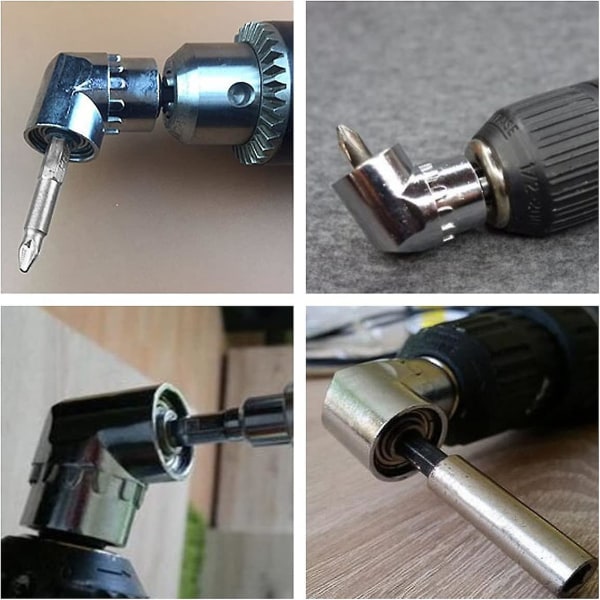 2-delt rettvinklet drillsett med vinklet adapterdriver og skrutrekkerdrillfeste med magnetisk bitsholder, hurtigbytte sekskant 6 mm fra 1/4-tommers drill