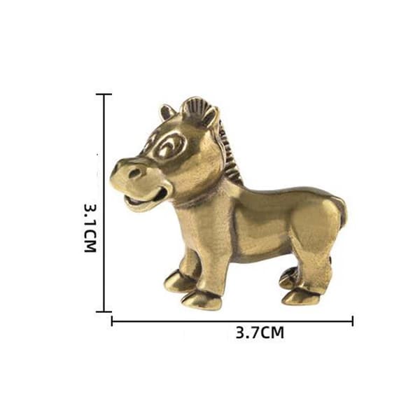 Mässing Ponny Staty Samling Present Djur Figur för Bord Vardagsrum Hem（Mini，Guld）