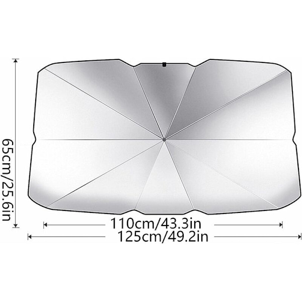 Hopfällbart solskydd för bilens vindruta, solskydd för bilens vindruta, solskydd för bilens främre fönster, med 7 lager nanoisolering 125x110x65cm