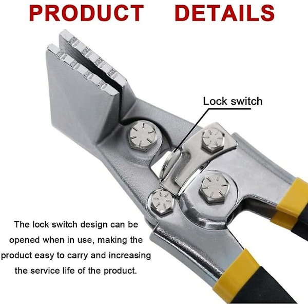 Plåtbockningstång, handkrimptång, rostbeständig, robust och livslång, rak 150 mm, längd 220 mm, aluminiumbearbetning