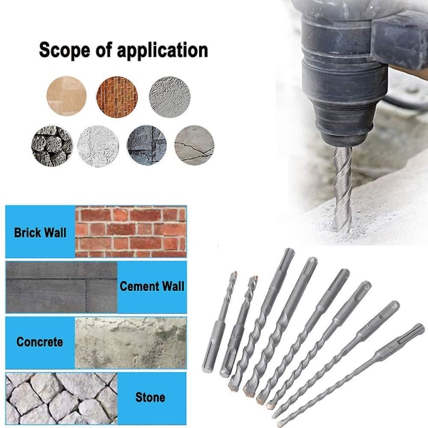 11-delt SDS-plus borsett for slagbormaskin og SDS-plus for murstein, sement, stein