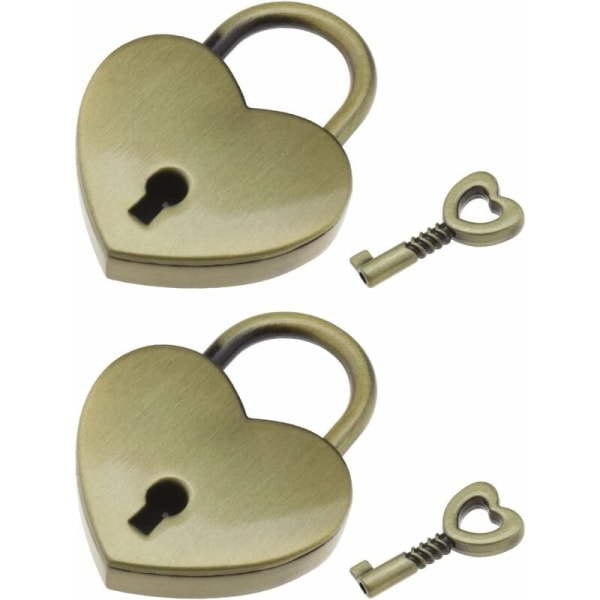 Set med minimetallhänglås, vintage hjärtformade hänglås med nycklar för bagagejournal, 30x39 mm