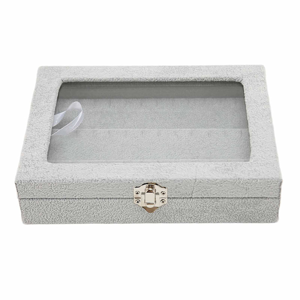 Stiftdisplayfodral Ordnad förvaring Transparent glaslock Dammtät Medaljskugglåda för hem Smyckesbutik Grå Liten