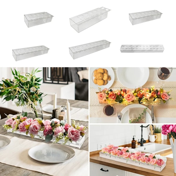 30cm 12-håls akrylvas, rektangulär transparent bordsdekoration