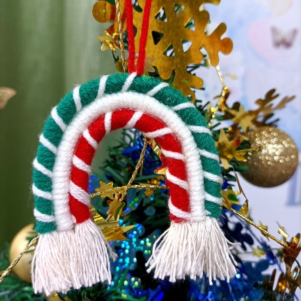 Vävda julpaljetter regnbågshänge Boho frans spets gobeläng väggprydnad jul barn regnbåge spets
