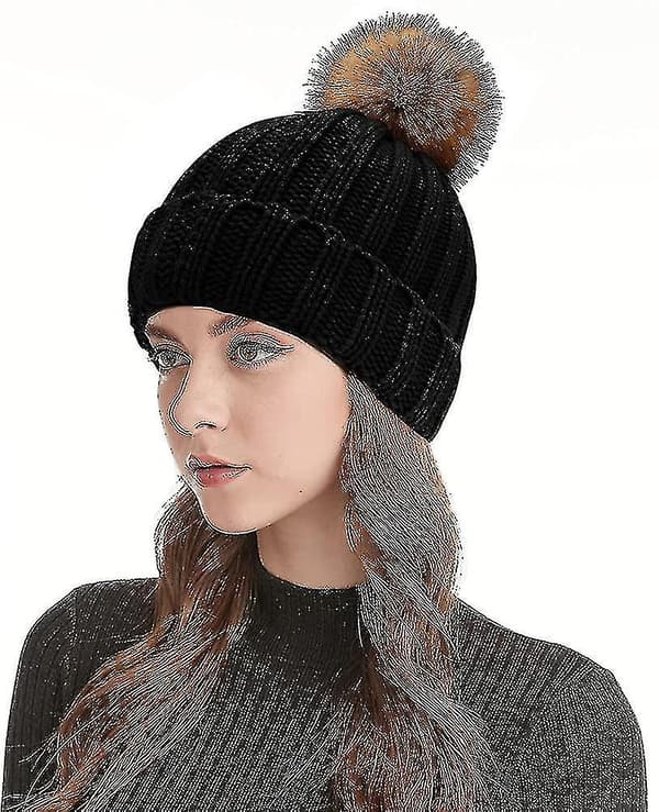 Dames Vinterhat - Uldstrikkede Hue Termisk Fleece Hue Huer