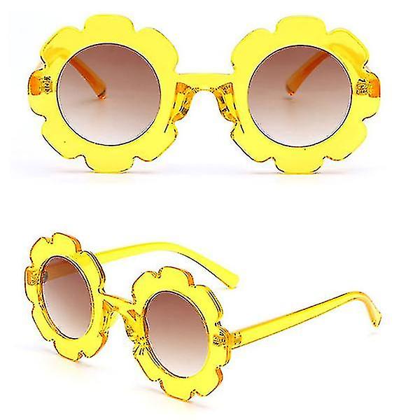 Skuggsolglasögon för barn Solblomma Baby Runda barnglasögon（gula）