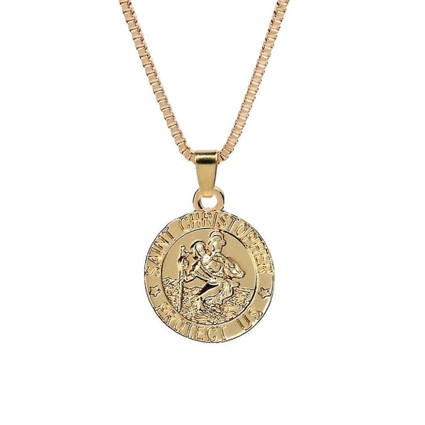 Unisex Saint Christopher suojele meitä kirjainpainatus pyhä riipus kaulakoru amuletti（hopea）