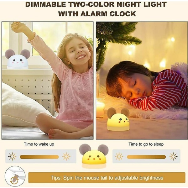 Digitalt vækkeur til børn, sød sengelampe vækkeur med natlys Timer Nedtællingsfunktion USB-opladning Snooze-vækkeur til piger Drenge B