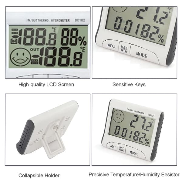 Digital Hygrometer Termometer Rumshygrometer Temperaturdisplay Noggrann Mini Rumstermometer för Hemmakontor