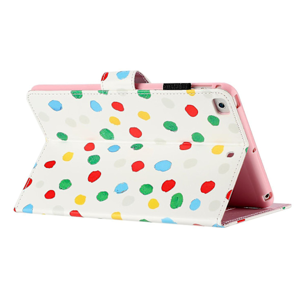 För iPad Air (2013)/Air 2/iPad Pro 9,7 tum (2016)/iPad (2017)/(2018) Punkttryckt skyddande surfplattafodral PU-läder Flip Cover（Vit färgglad prick）